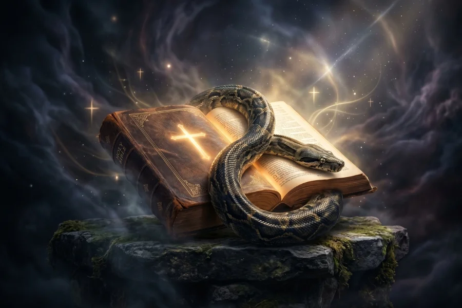a snake on Bible book