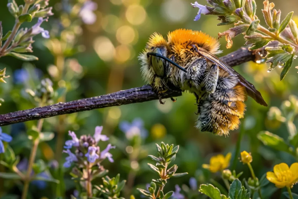 bee sleeping in brood cell